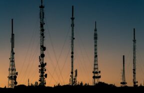 black towers during sunset