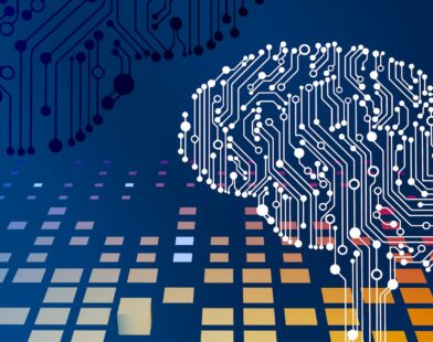a computer circuit board with a brain on it
