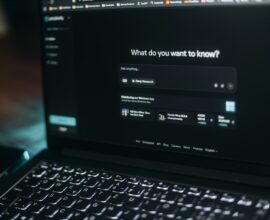 Laptop screen showing a search bar
