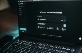 Laptop screen showing a search bar