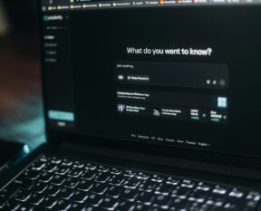 Laptop screen showing a search bar