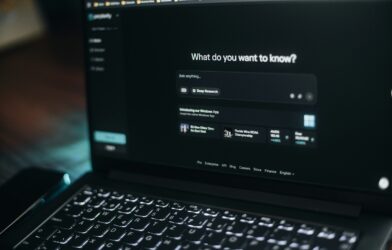 Laptop screen showing a search bar