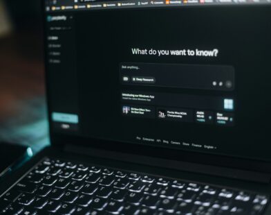 Laptop screen showing a search bar