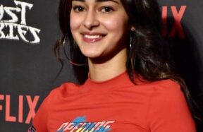 Ananya Panday wearing a deep purple Paithani saree with a tube blouse
