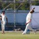 Auqib Nabi bowling for India during a cricket match