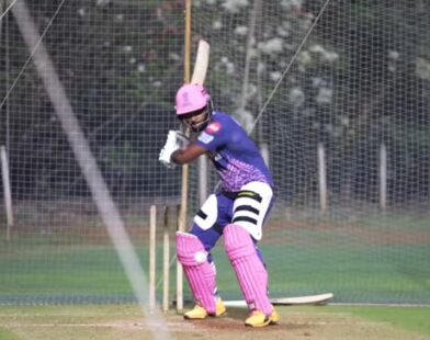 Sanju Samson playing a shot during his 67-run knock against New Zealand