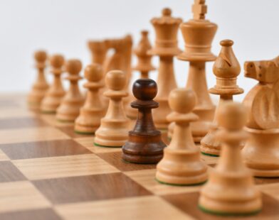 selective focus photography of chess pieces