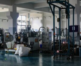 Industrial factory interior with machinery and equipment