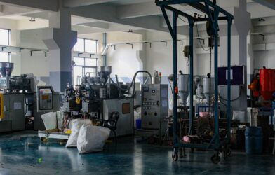 Industrial factory interior with machinery and equipment
