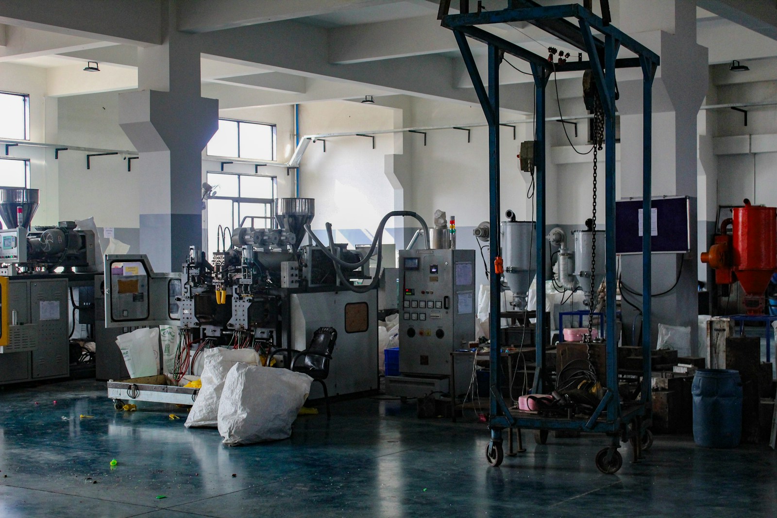 Industrial factory interior with machinery and equipment