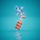 3D molecular model of atp on a blue background