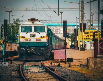 a train on a steel track