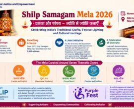 दिल्ली हाट में पारंपरिक हस्तशिल्प और कला उत्पादों की प्रदर्शनी का दृश्य