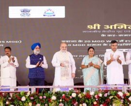 यमुना पुनरुद्धार और जल परियोजना का एक दृश्य