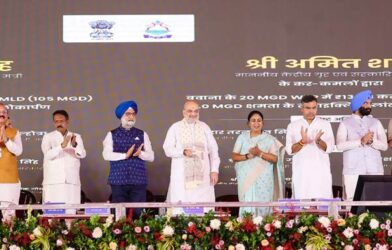 यमुना पुनरुद्धार और जल परियोजना का एक दृश्य