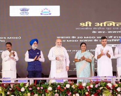 यमुना पुनरुद्धार और जल परियोजना का एक दृश्य