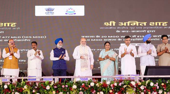 यमुना पुनरुद्धार और जल परियोजना का एक दृश्य