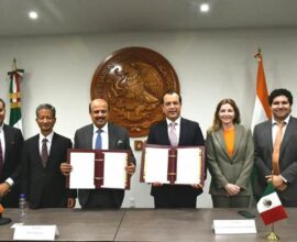 भारत और मैक्सिको के अधिकारियों की द्विपक्षीय व्यापार बैठक का एक दृश्य