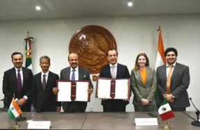 भारत और मैक्सिको के अधिकारियों की द्विपक्षीय व्यापार बैठक का एक दृश्य