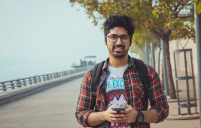 a man holding a phone