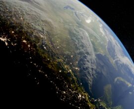 View of earth from space at night