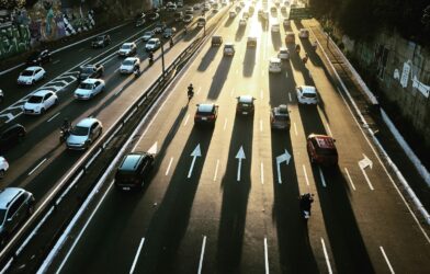 aerial photography of highway road