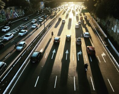 aerial photography of highway road